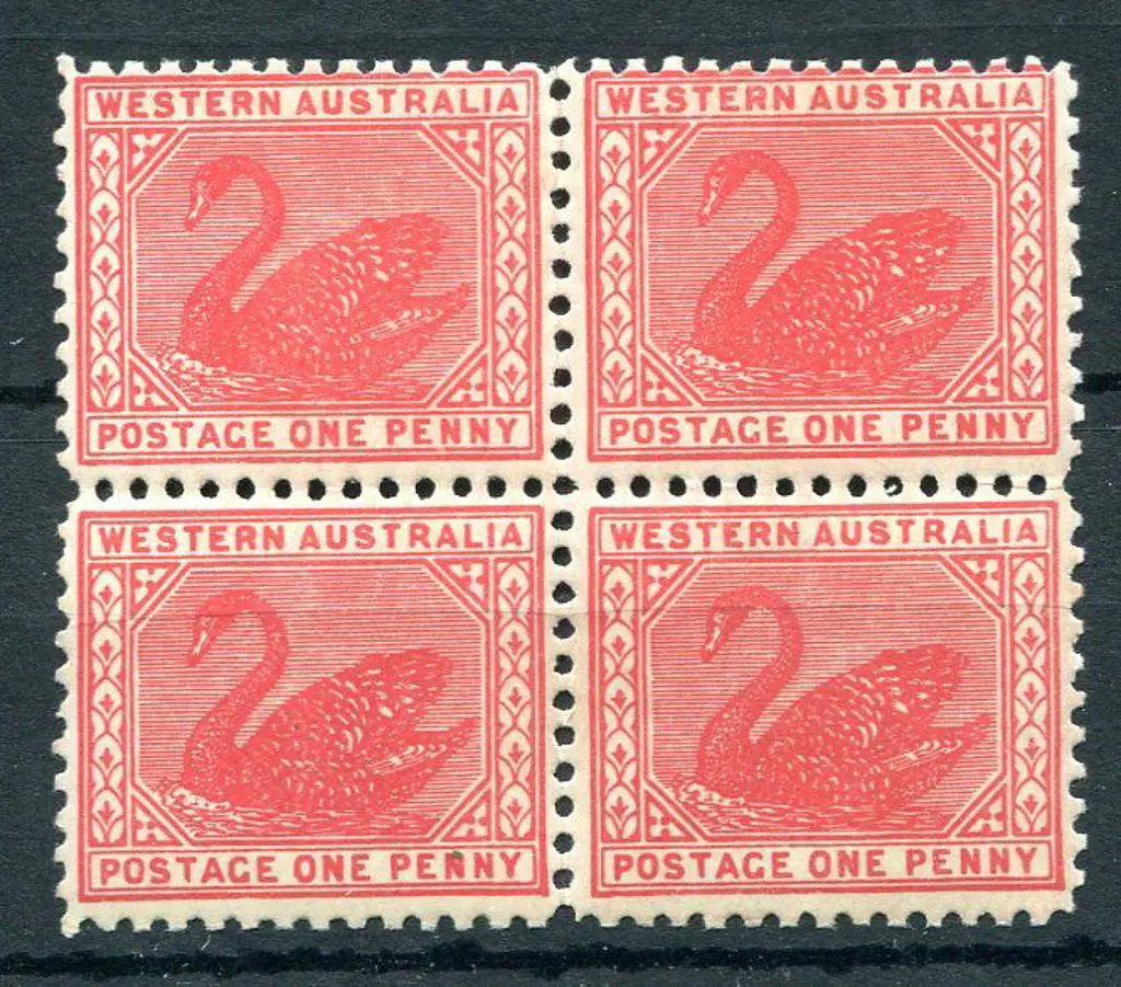 1906 1d carmine-red block of 4 with upright wmk. ... Image 1++