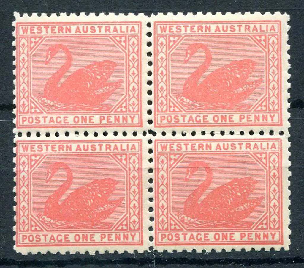 1906 1d carmine-red block of 4 with upright wmk. ... Image 1++