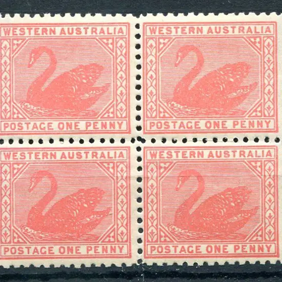 1906 1d carmine-red block of 4 with upright wmk. ...