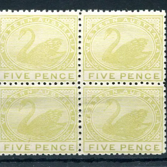 1912 5d pale greenish yellow block of 4. Fine MUH. ...
