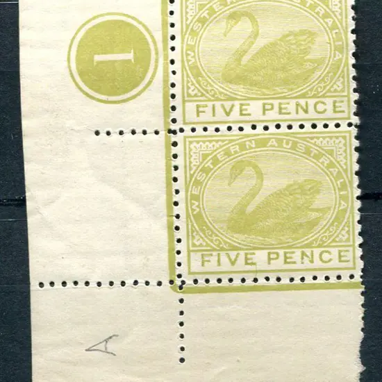 1912 5d pale greenish yellow in Plate 1 lower left ...