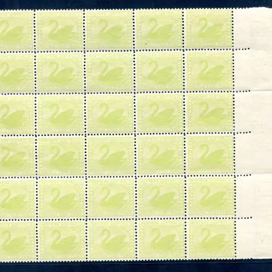 1912 8d apple-green left hand selvedge block of 30 ...