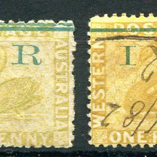 1881 "IR" ovpts on 1d ochre with Crown/CC wmk, ...