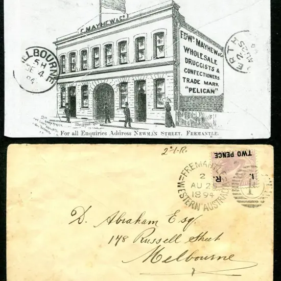 1894 (25th Aug) F. Mayhew & Co, Fremantle cover ...