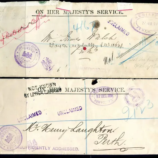 1898 (12th Dec) & 1900 (27th Feb) Registered OHMS ...