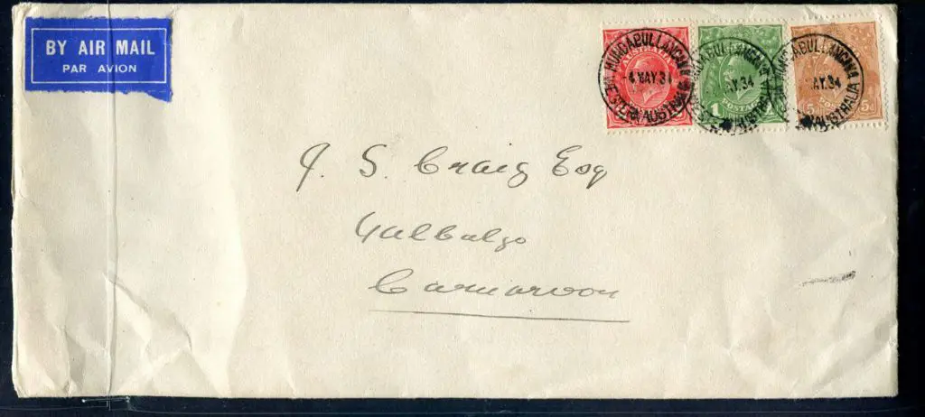 1934 (4th May) Airmail cover from Mundabullangana ... Image 1++