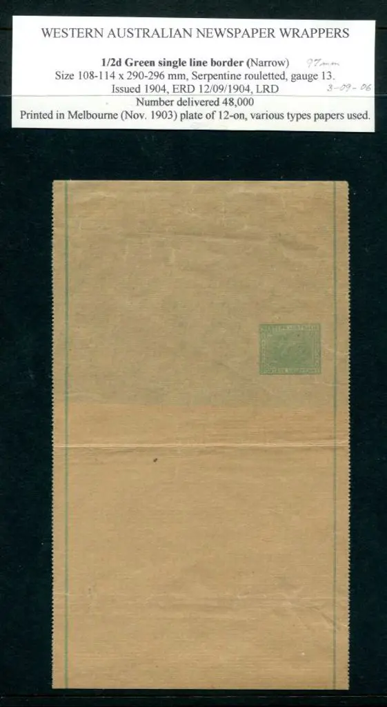 1903 ½d green wrapper with single lined border. ... Image 1++
