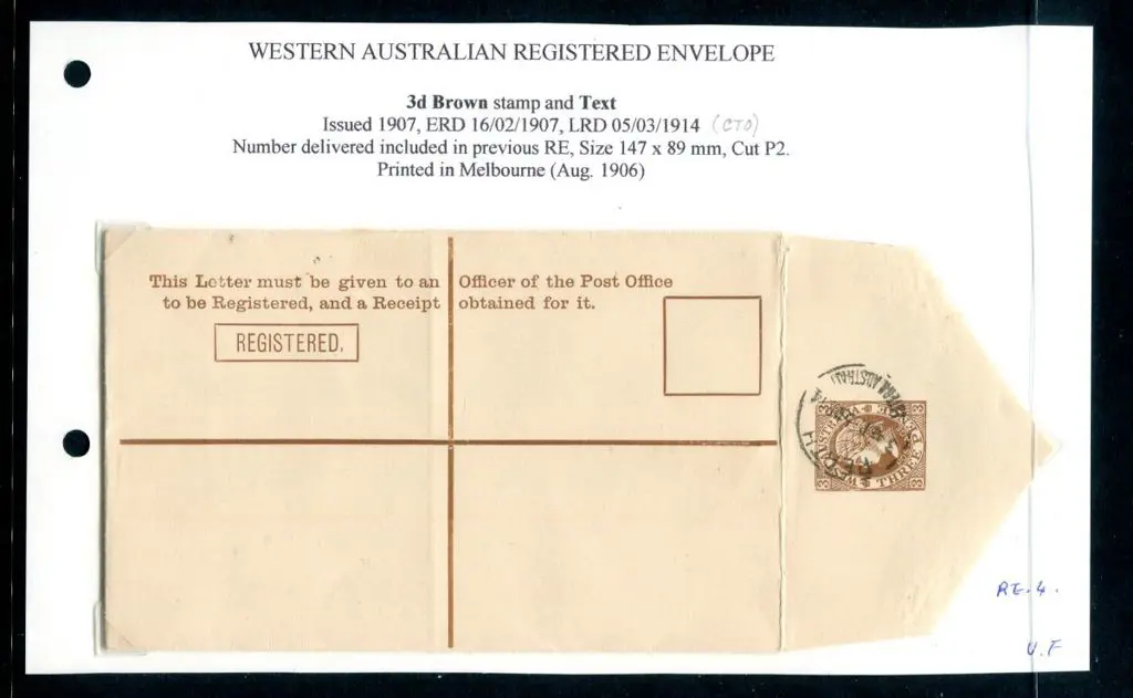 1906 3d stamp & text in brown Registered Env. ... Image 1++