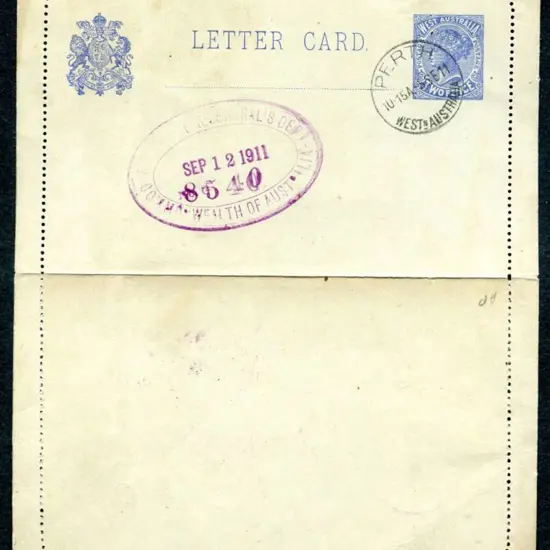 1908 2d ultramarine Lettercard without text on ...
