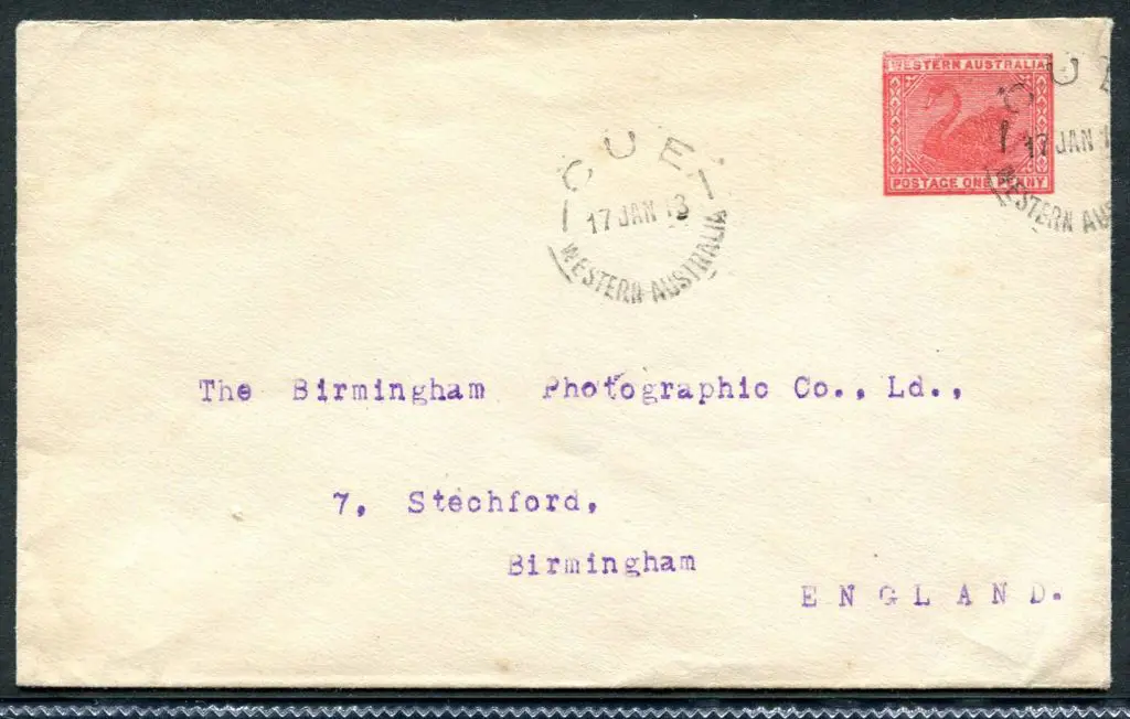 1912 1d deep carmine, small Die, swan pre-stamped ... Image 1++