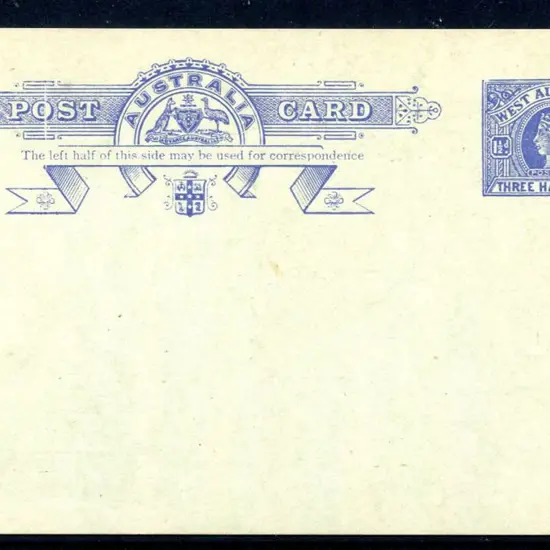 1912 1½d blue on green stock Postcard (PC 19). ...