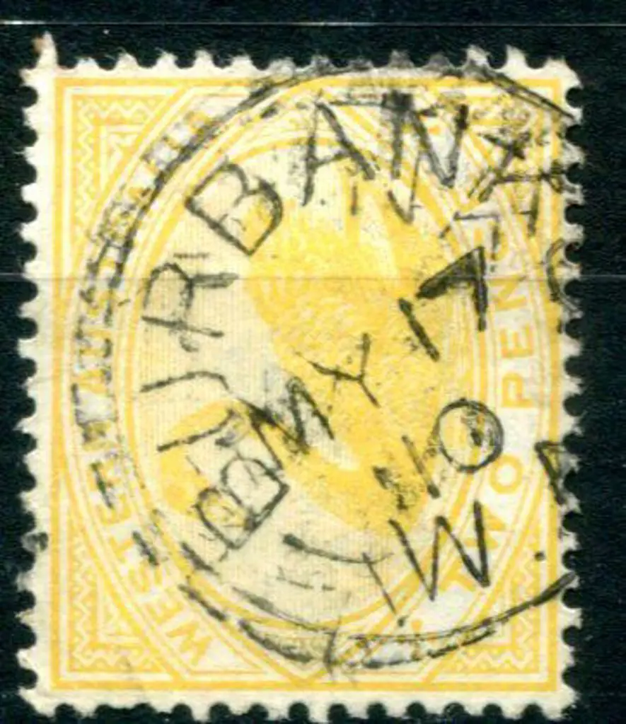 Burbanks 3b 90% strike on 2d yellow swan dated MY ... Image 1++