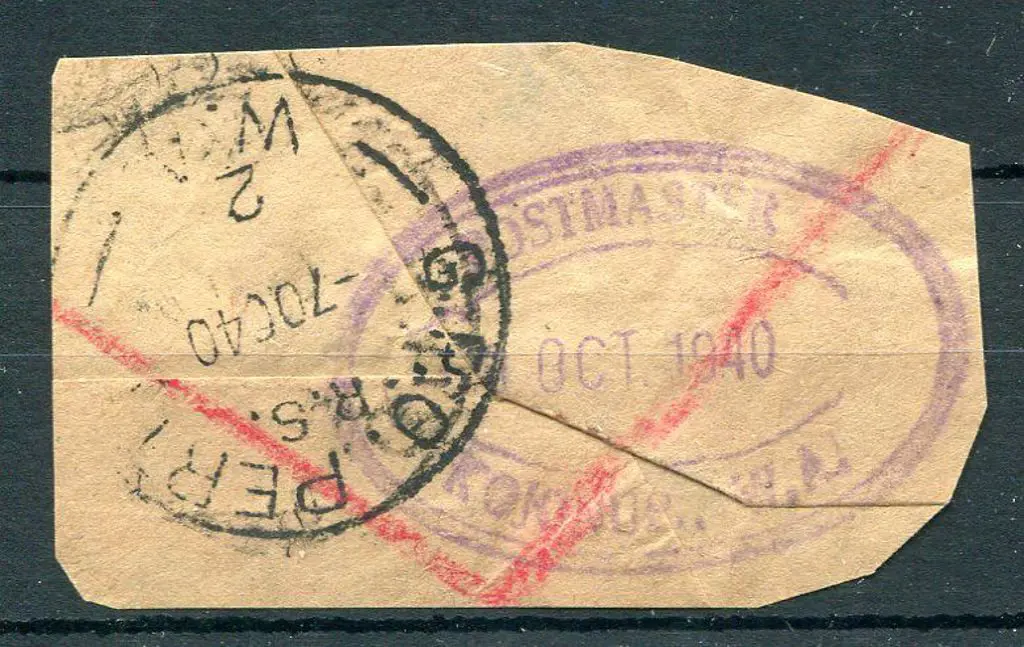 Kojonup Postmaster ORS type 2. 6 OCT 1940. ... Image 1++