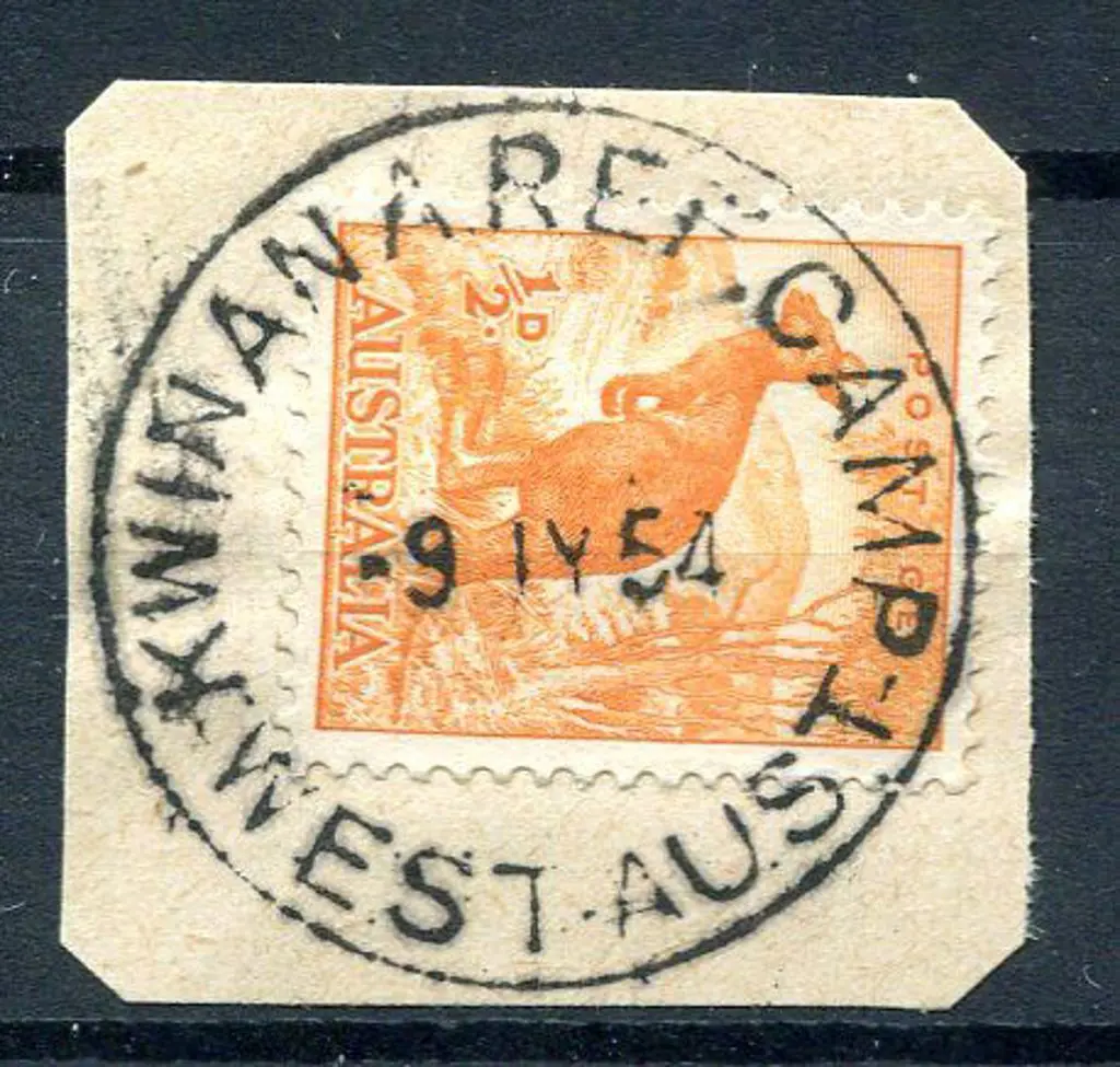Kwinana Ref Camp E31 on ½d orange kangaroo for 9 ... Image 1++