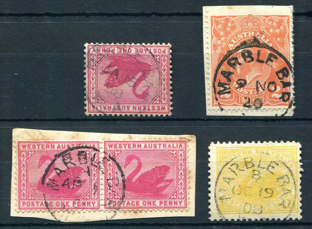 Marble Bar 4 x 3b's with index nil on 1d red swan ... Image 1++