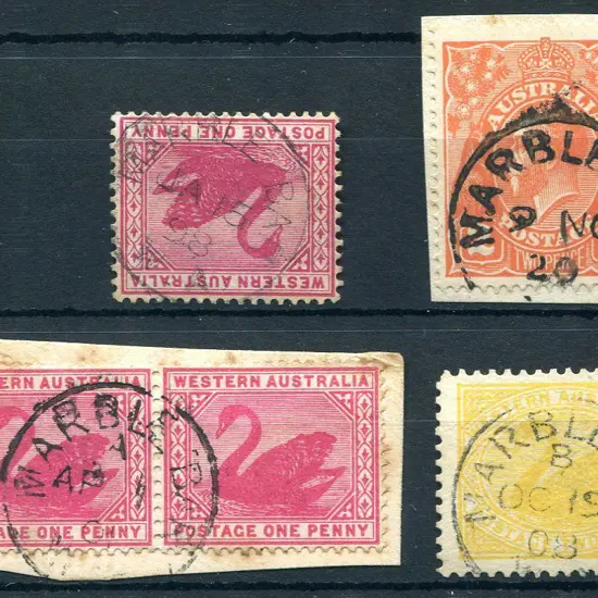 Marble Bar 4 x 3b's with index nil on 1d red swan ...