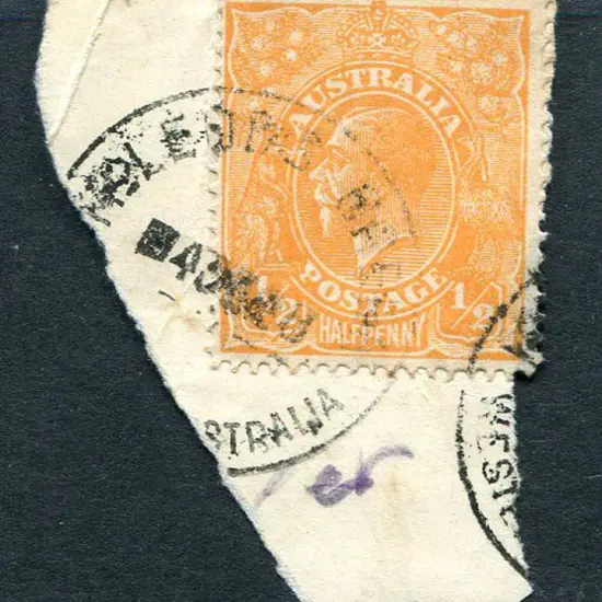 McLeods Creek A28 on ½d orange KGV on piece for 4 ...