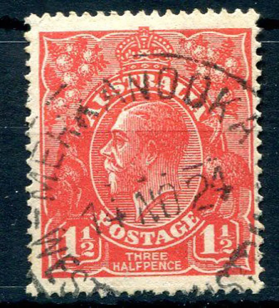 Merkanooka (a) A29 on 1½d red KGV for 14 NO 24. ... Image 1++