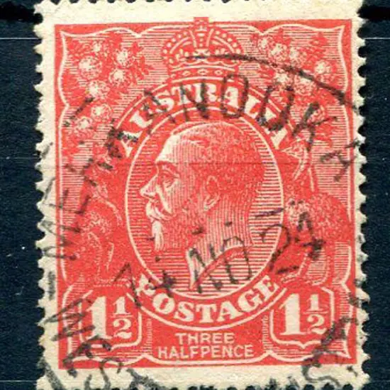 Merkanooka (a) A29 on 1½d red KGV for 14 NO 24. ...