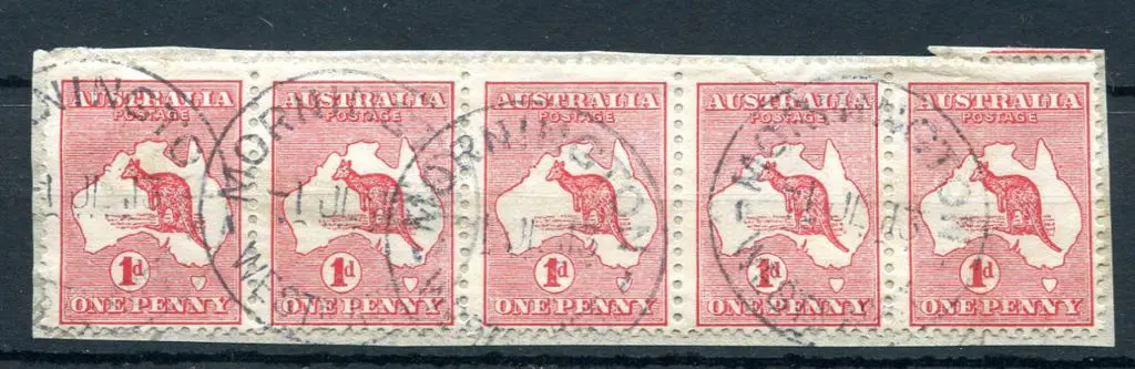 Mornington B29 Four nice strikes on strip of five ... Image 1++