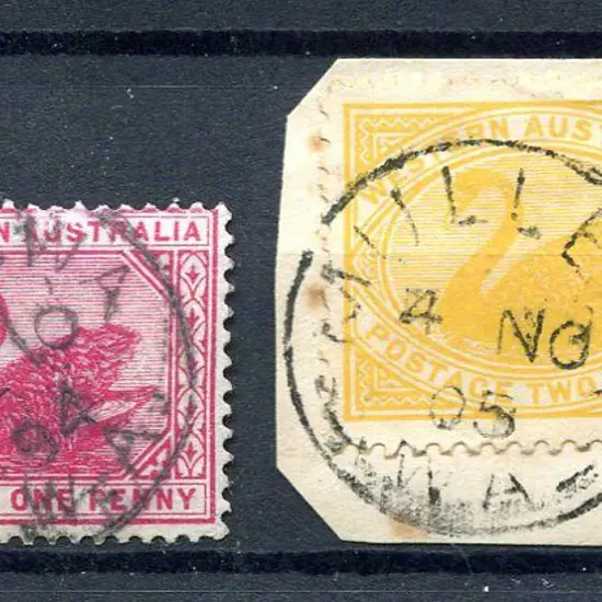 Mullewa Two 3b-9 with dots after WA on 1d red swan ...