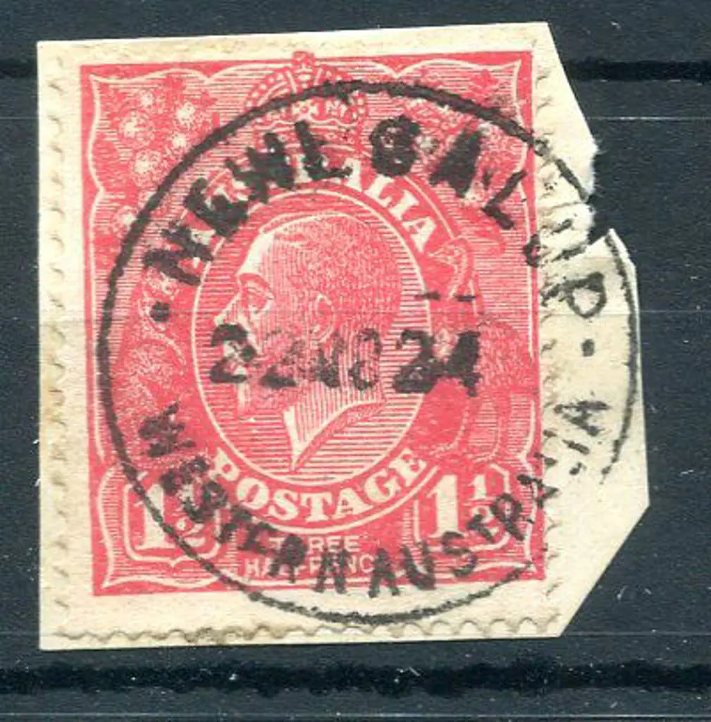 Newlgalup A26 Complete strike on 1½d red KGV on ... Image 1++