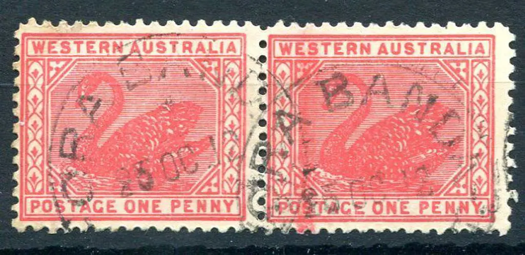 Orabanda (a) B28 on 1d red swans pair for 25 OC ... Image 1++