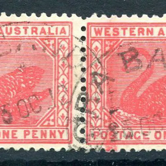 Orabanda (a) B28 on 1d red swans pair for 25 OC ...