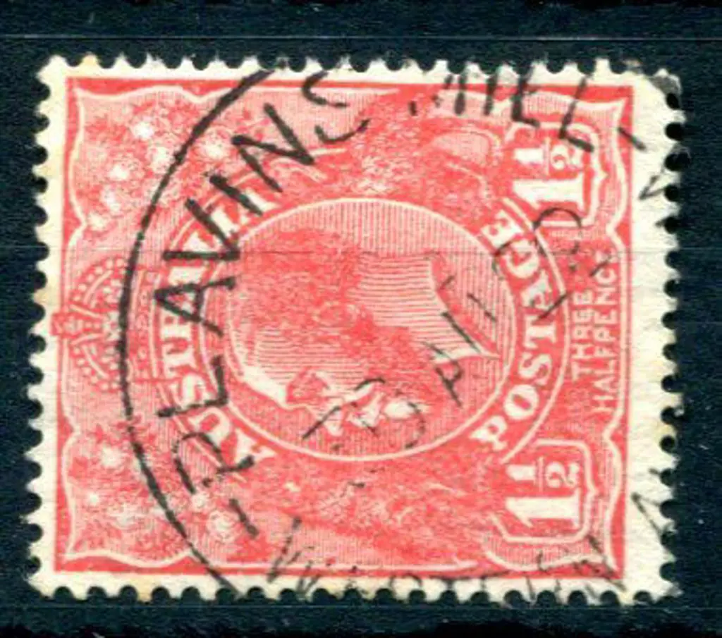 Plavins Mill A29 on 1½d red KGV for 30 AU 22. ... Image 1++