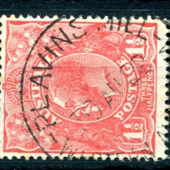 Plavins Mill A29 on 1½d red KGV for 30 AU 22. ...