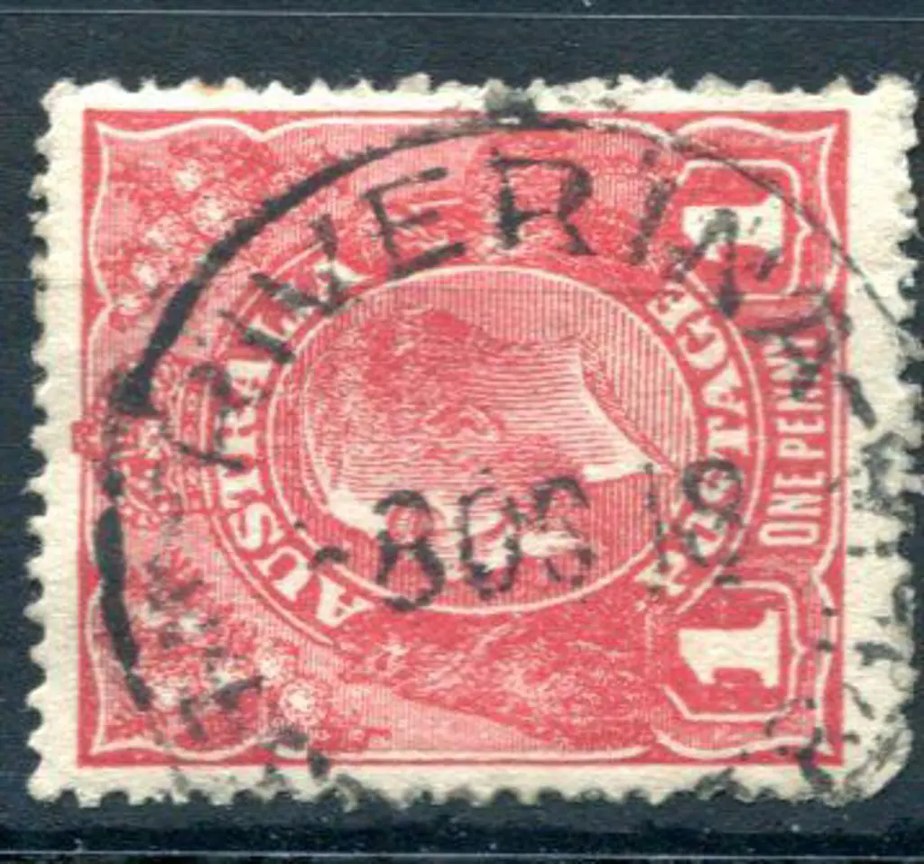 Riverina D28 75% strike on 1d red KGV for 8 OC 18. ... Image 1++