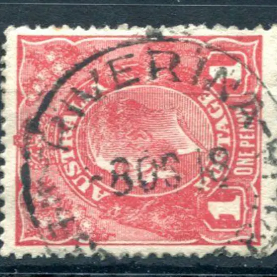 Riverina D28 75% strike on 1d red KGV for 8 OC 18. ...