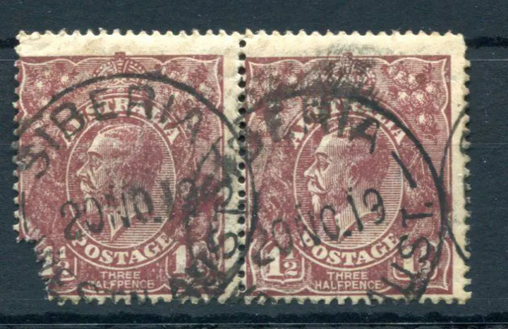 Siberia B28 Two 85% strikes on 1½d brown KGV dated ... Image 1++