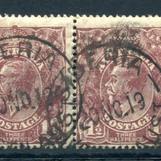 Siberia B28 Two 85% strikes on 1½d brown KGV dated ...