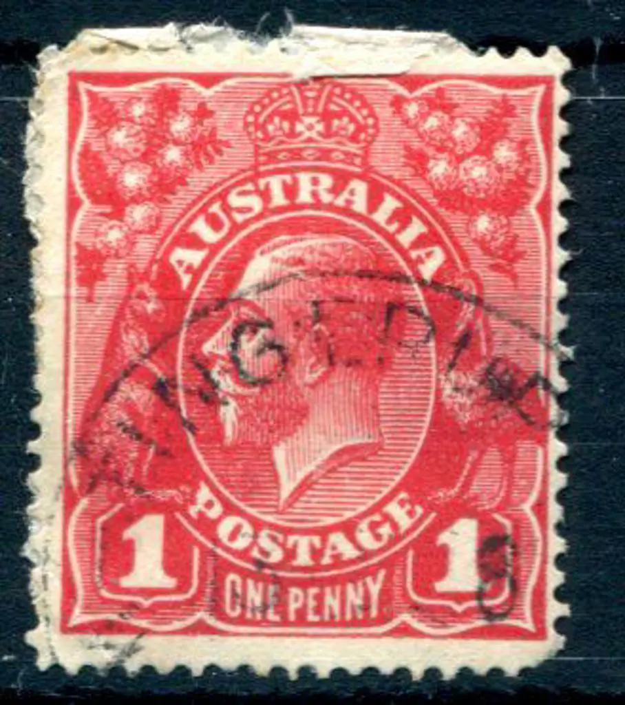Tingerup 40% clear strike on 1d red KGV dated 13 ? ... Image 1++