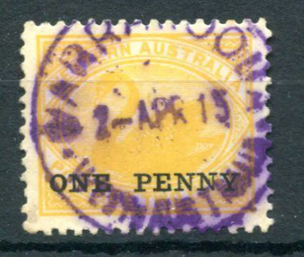Warrawoona D27 90% strike in violet ink on "ONE ... Image 1++