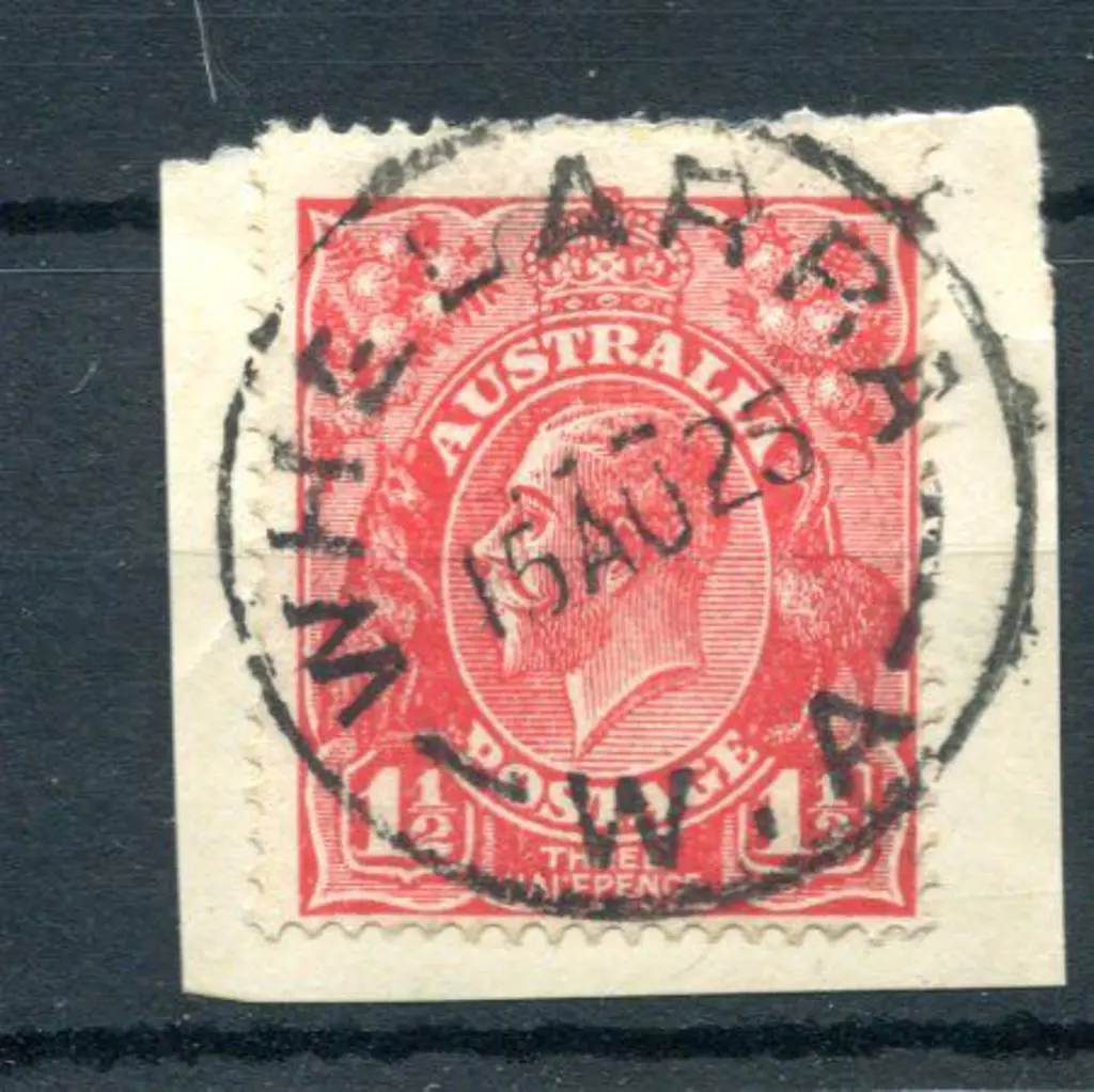 Whelarra C28 Complete strike on 1½d red KGV for 15 ... Image 1++