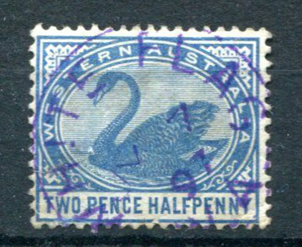 White Flag 3b in violet ink on 2½d blue swan, ... Image 1++
