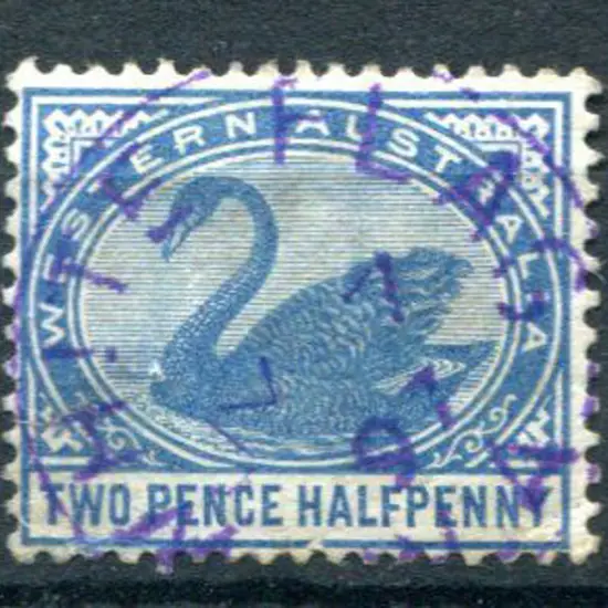 White Flag 3b in violet ink on 2½d blue swan, ...
