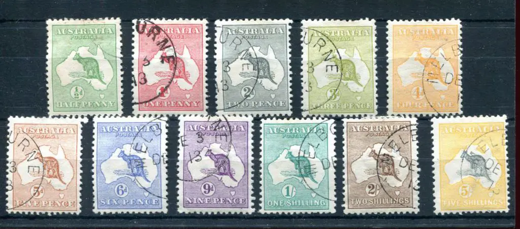 ½d to 5/- (excl 2½d) CTO set with Melbourne DEC 3 ... Image 1++