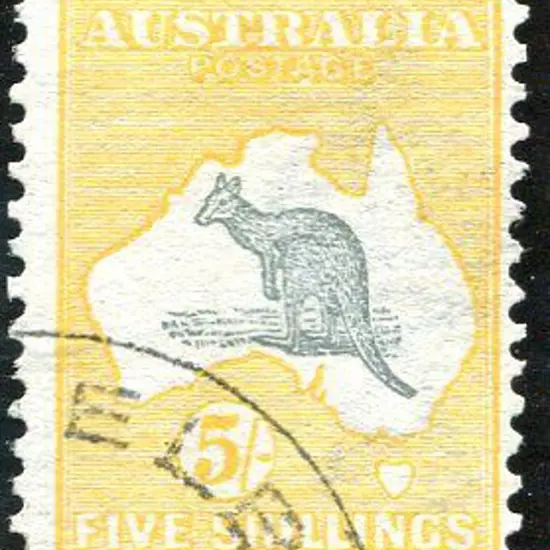 5/- grey & yellow. CTO with part Melbourne cds at ...
