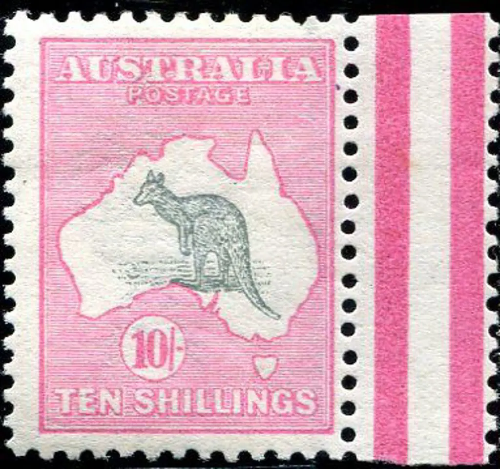 10/- grey & pink. MLH, centred slightly right with ... Image 1++