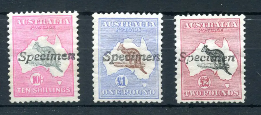10/- grey & pink, £1 red brown & blue & £2 black & ... Image 1++