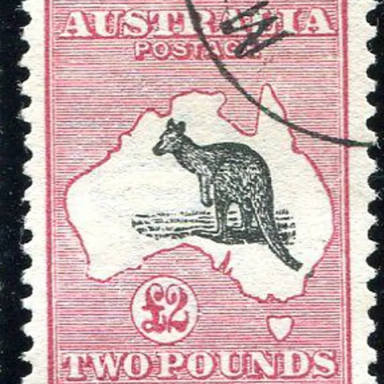 £2 black & rose with "broken tail on kangaroo" ...