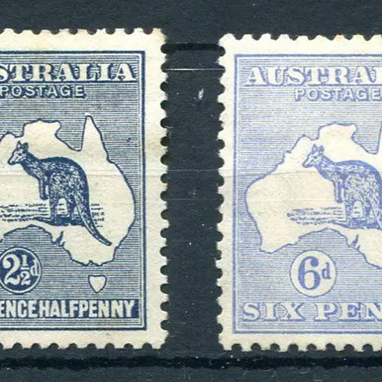 2½d indigo MH & 6d ultramarine with light diagonal ...