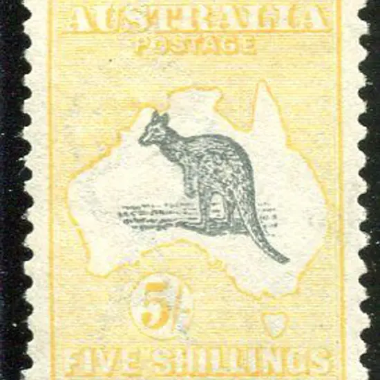 5/- grey & yellow with "Spencer's Gulf very short" ...