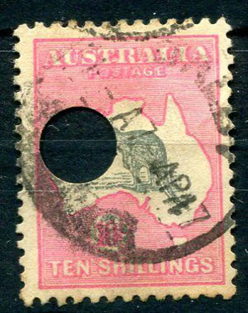 10/- grey & deep aniline-pink with large telegraph ... Image 1++