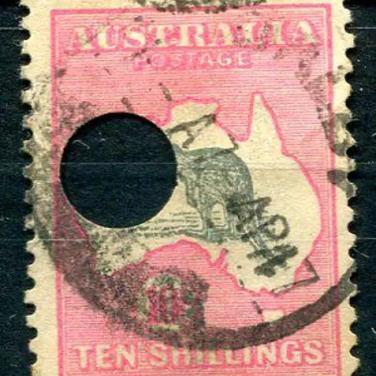 10/- grey & deep aniline-pink with large telegraph ...