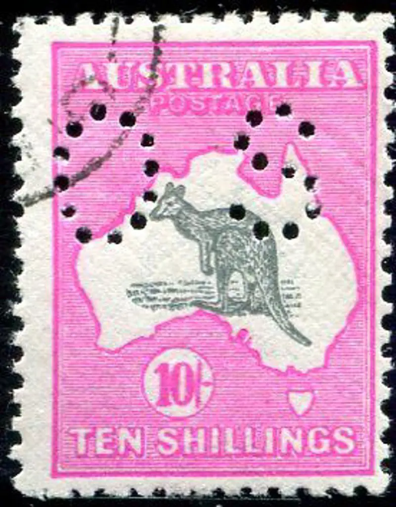 10/- grey & intense aniline-pink perfined small ... Image 1++