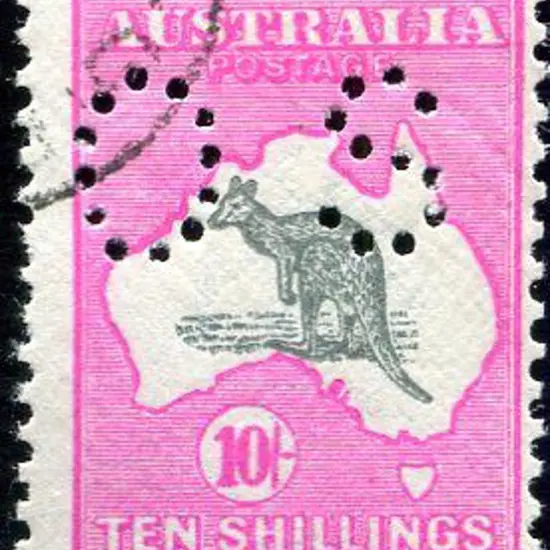 10/- grey & intense aniline-pink perfined small ...